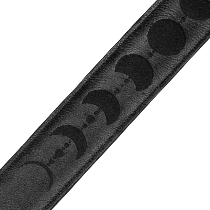 Levy's Moon Phases Series 25" Garment Leather Guitar Strap, Black