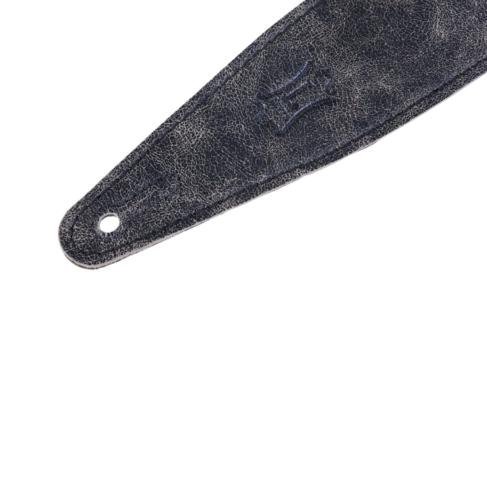 Levy's Distressed Leather Series 2 1/2" Wide Top-Grain Guitar Strap, Black & Grey