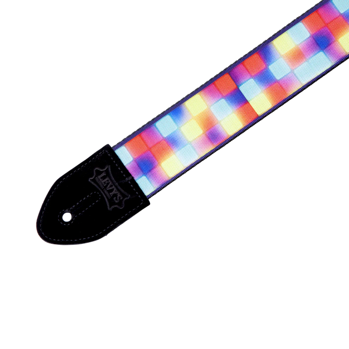 Levy's Suede Harmony Series 2" Wide Polyester Guitar Strap, Neon Block