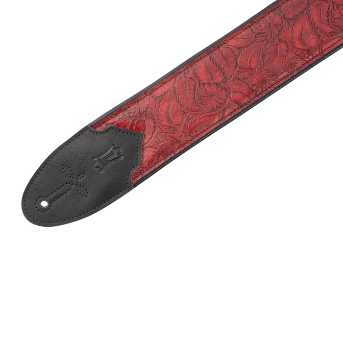 Levy's Sundance Series 3" Wide Embossed Leather Guitar Strap, Geranium Merlot