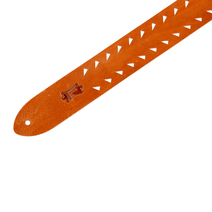 Levy's Punch Out Series 2" Wide Leather Guitar Strap, Tan Tiger Tooth