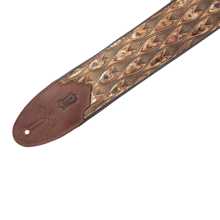Levy's Sundance Series 3" Wide Embossed Leather Guitar Strap, Arrowhead Brown
