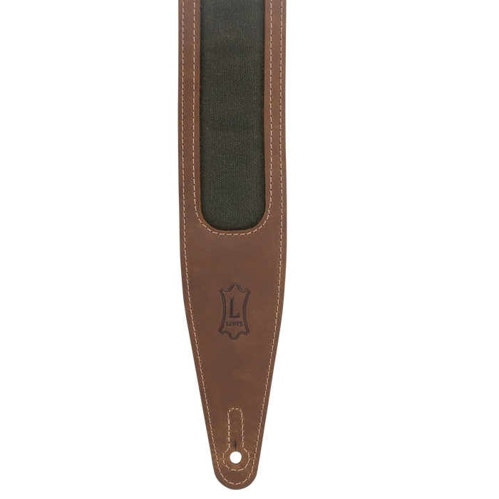Levy's Voyager Pro Leather Guitar Strap, Brown, Green