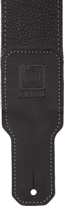Boss 2.5" black premium leather guitar strap