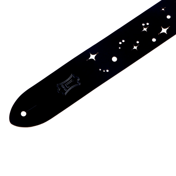 Levy's Punch Out Series 2" Wide Top-Grain Leather Guitar Strap, Black