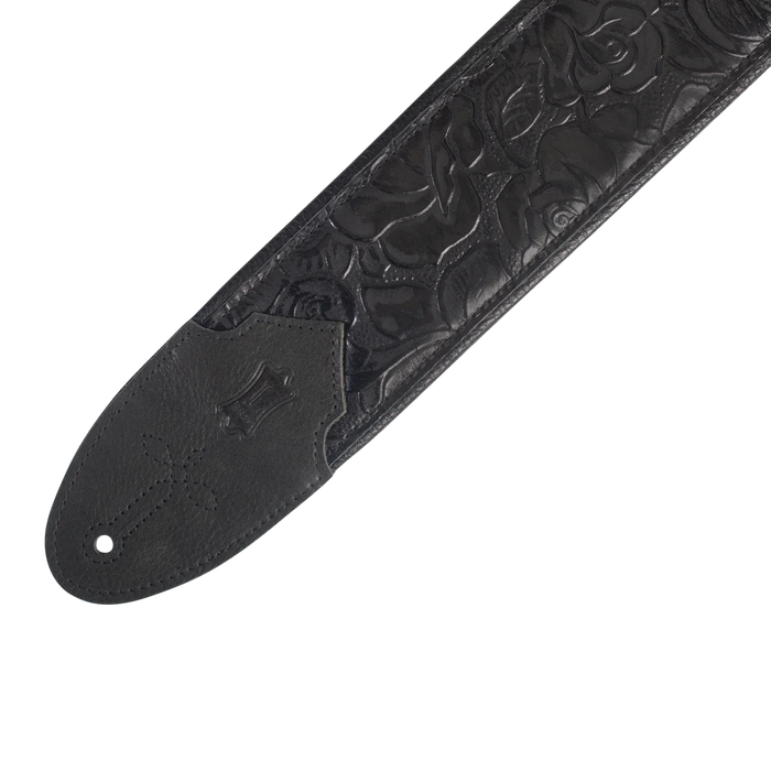 Levy's Sundance Series 3 inch Wide Embossed Leather Guitar Strap, Black Rose