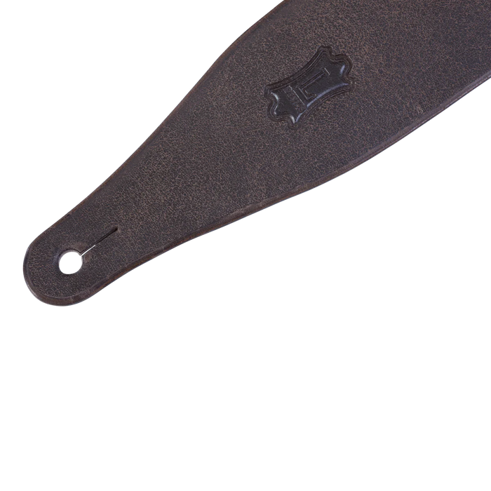 Levy's Distressed Leather Series 2 1/2" Wide Leather Guitar Strap, Dark Brown