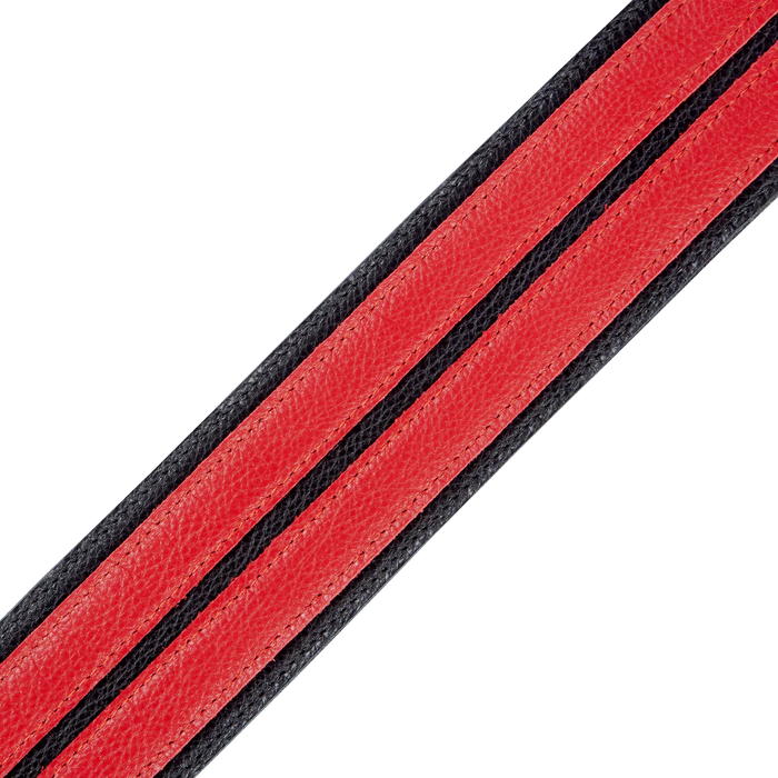 Levy's Double Racing Stripe Series 2 1/2" Wide Garment Leather Straps, Black & Red