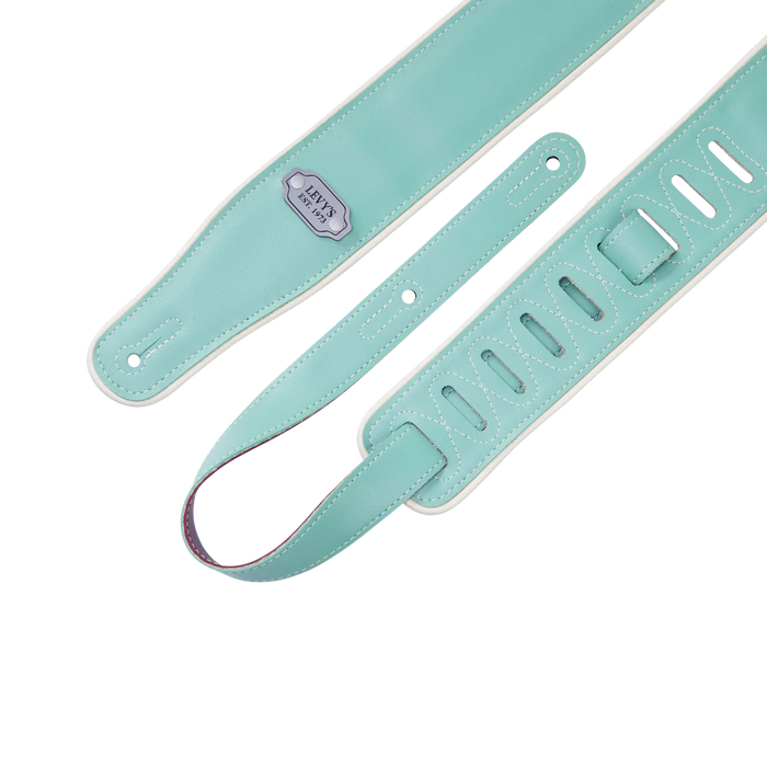 Levy's Reversible Vinyl Series 2 3/4" Wide Vinyl Guitar Strap, Burgundy & Seafoam