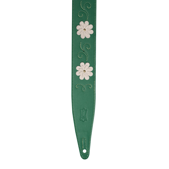 Levy's In Bloom Series 25" Leather Strap with Flower Appliques, Daisy Chain  Green