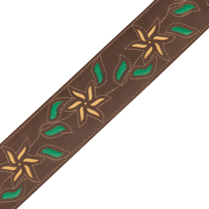 Levy's Leather Flowering Vine Series Guitar Strap,  Dark Brown