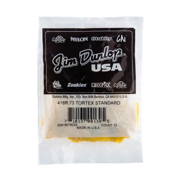 Dunlop Yellow 0.73mm Tortex Standard Guitar Pick (72/bag)