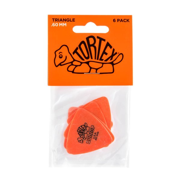 Dunlop Orange 0.60mm Tortex Triangle Guitar Pick, 6/pack