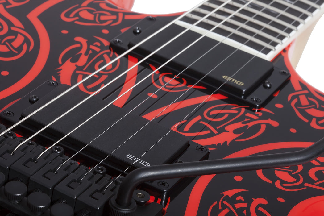 Wylde Audio Warhammer FR Norse Dragon Pinstripe Electric Guitar, Red