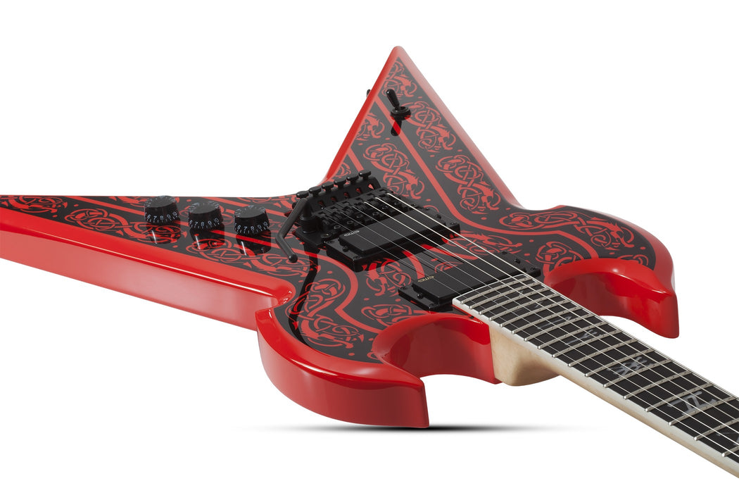 Wylde Audio Warhammer FR Norse Dragon Pinstripe Electric Guitar, Red