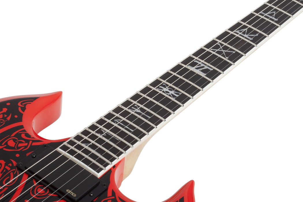 Wylde Audio Warhammer FR Norse Dragon Pinstripe Electric Guitar, Red