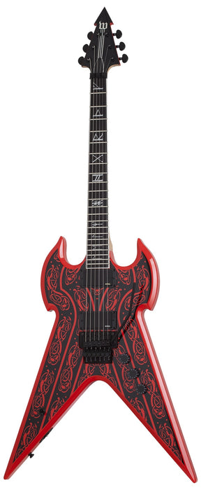 Wylde Audio Warhammer FR Norse Dragon Pinstripe Electric Guitar, Red
