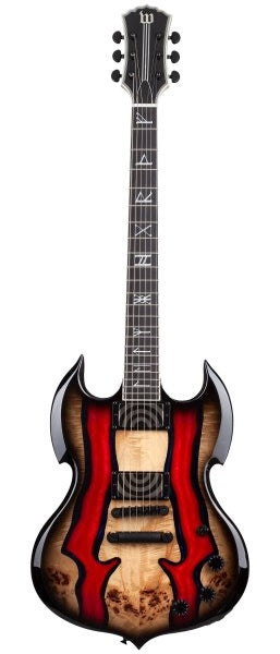 Wylde Audio Barbarian Special Edition Left-Handed Electric Guitar, Blood River Burl