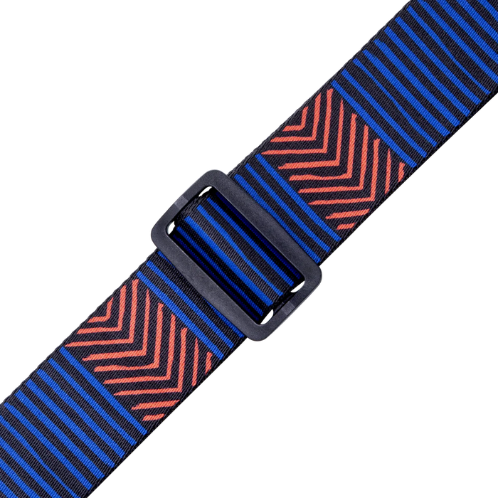 Levy's Tribal Rhythms Series 2" Wide Polyester Guitar Strap, Blue & Red Chevron