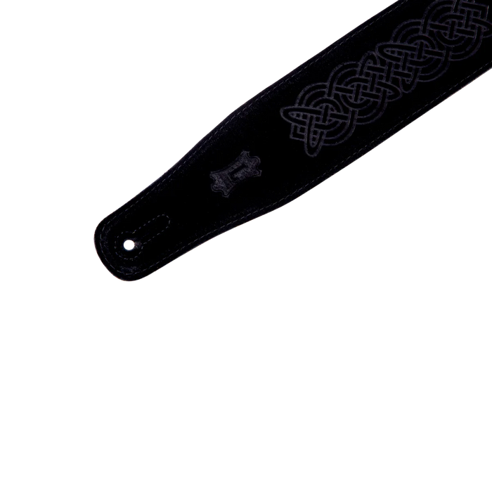 Levy's Celtic Embossed 2 1/2" Wide Leather Guitar Straps, Black