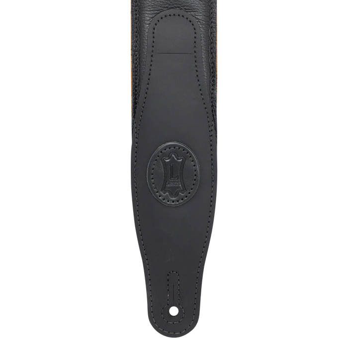 Levy's Cirro Series 25" Padded Garment Leather Guitar Strap , Black & Honey