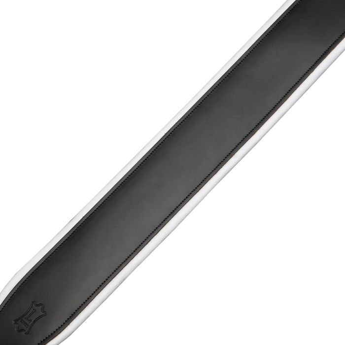 Levy's Amped Leather Series 3 inch Wide Top Grain Leather Guitar Straps, Black & White