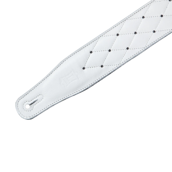 Levy's Rebel Leathers Series 2 1/2" Wide Garment Leather Guitar Straps, White tufted