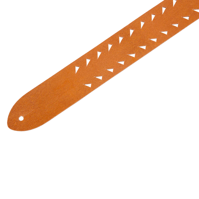 Levy's Punch Out Series 2" Wide Leather Guitar Strap, Tan Tiger Tooth