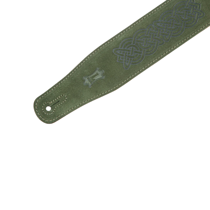 Levy's Celtic Embossed 2 1/2" Wide Leather Guitar Straps, Green