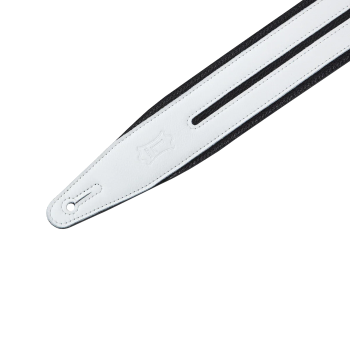 Levy's Double Racing Stripe Series 2 1/2" Wide Garment Leather Straps, Black & White