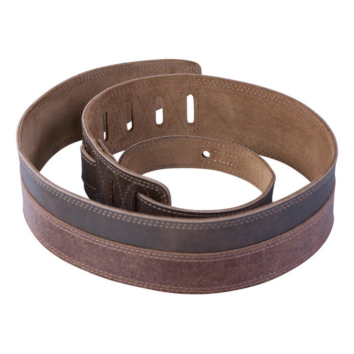 Levy's Rebel Leathers Series 2 1/2" Wide Guitar Strap, Two Tone Brown