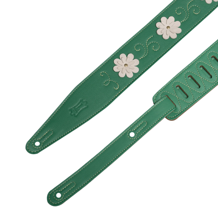 Levy's In Bloom Series 25" Leather Strap with Flower Appliques, Daisy Chain  Green