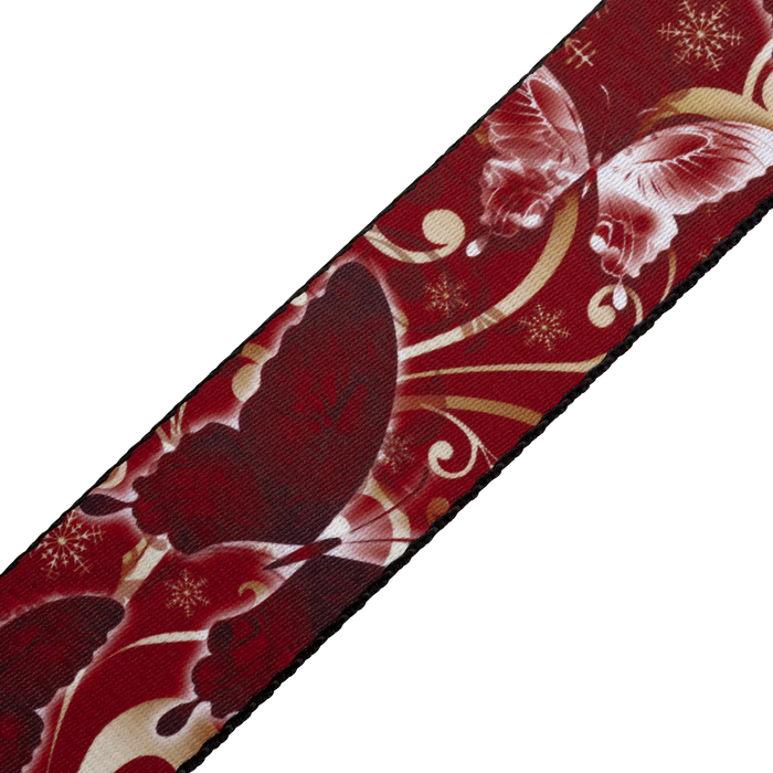 Levy's Nature Series 2" Wide Polyester Guitar Strap, Red Butterfly