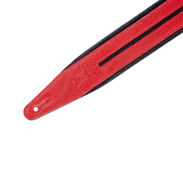 Levy's Double Racing Stripe Series 2 1/2" Wide Garment Leather Straps, Black & Red