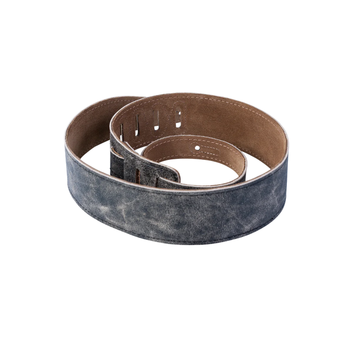 Levy's Distressed Leather Series 2 1/2" Wide Top-Grain Guitar Strap, Black & Grey