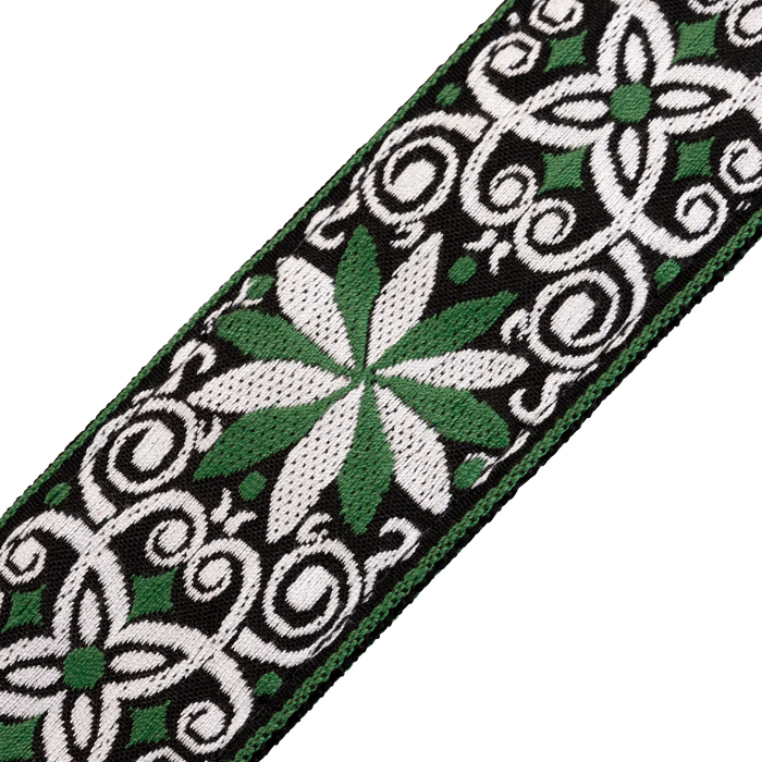 Levy's Hootenanny Series 2" Wide Jacquard Guitar Strap, Green & White Floral