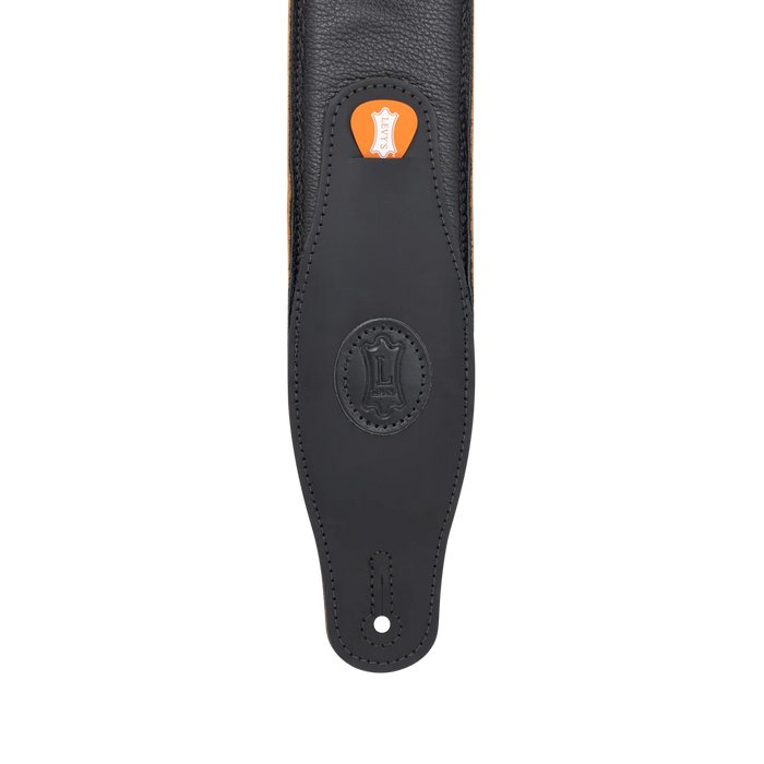 Levy's Cirro Series 3" Padded Garment Leather Guitar Strap, Black & Honey