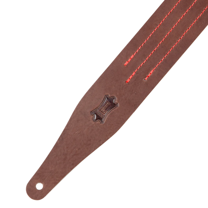 Levy's Triple Stitch Series 2" Wide Veg-tan Leather Guitar Strap, Brown
