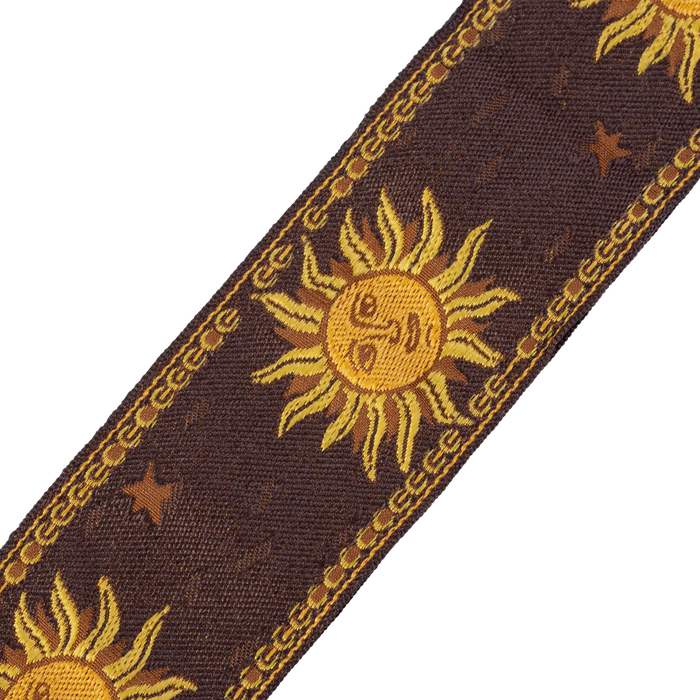 Levy's Sun Motif Series 2" Wide Jacquard Guitar Strap, Brown