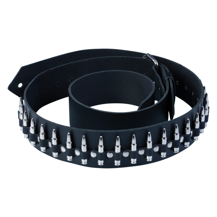 Levy's Rebel Leathers Series 2" Wide Genuine Leather Guitar Strap, Black Bullets