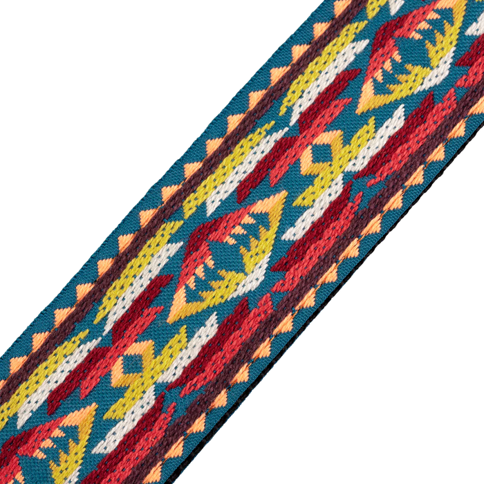Levy's Hootenanny Series 2" Wide Jacquard Guitar Strap, Yellow & Red Western