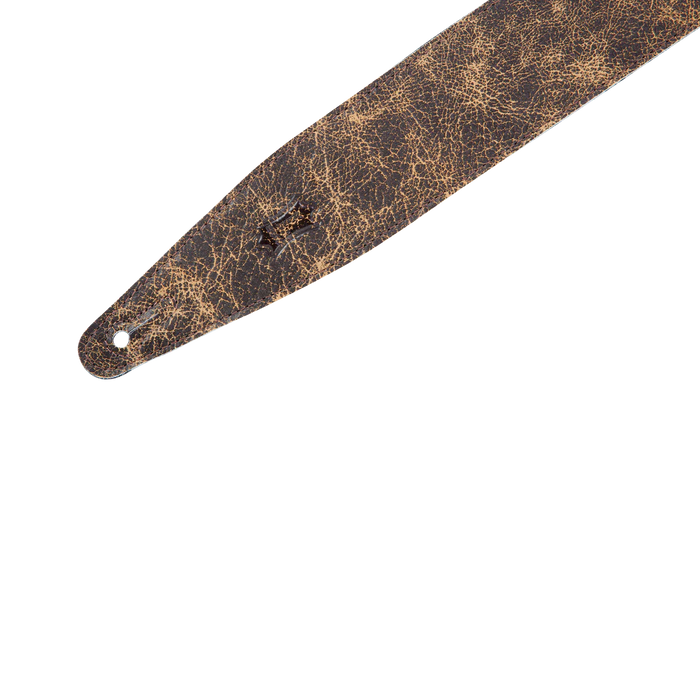 Levy's Distressed Leather Series 2 1/2" Wide Garment Leather Guitar Strap, Brown