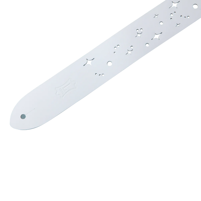 Levy's Punch Out Series 2" Wide Top-Grain Leather Guitar Strap, White Galaxy