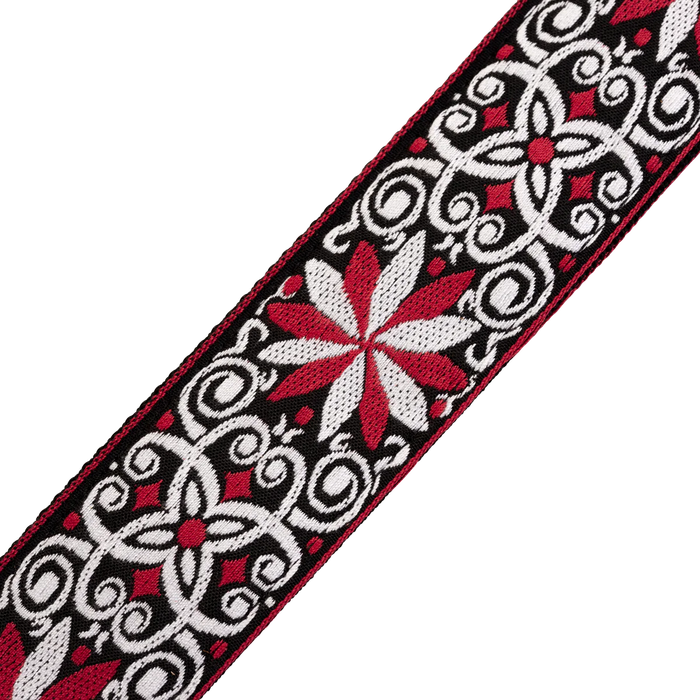 Levy's Hootenanny Series 2" Wide Jacquard Guitar Strap, Red & White Floral