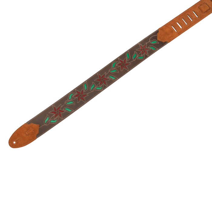 Levy's Leather Flowering Vine Series Leather Strap, Dark Brown & Red
