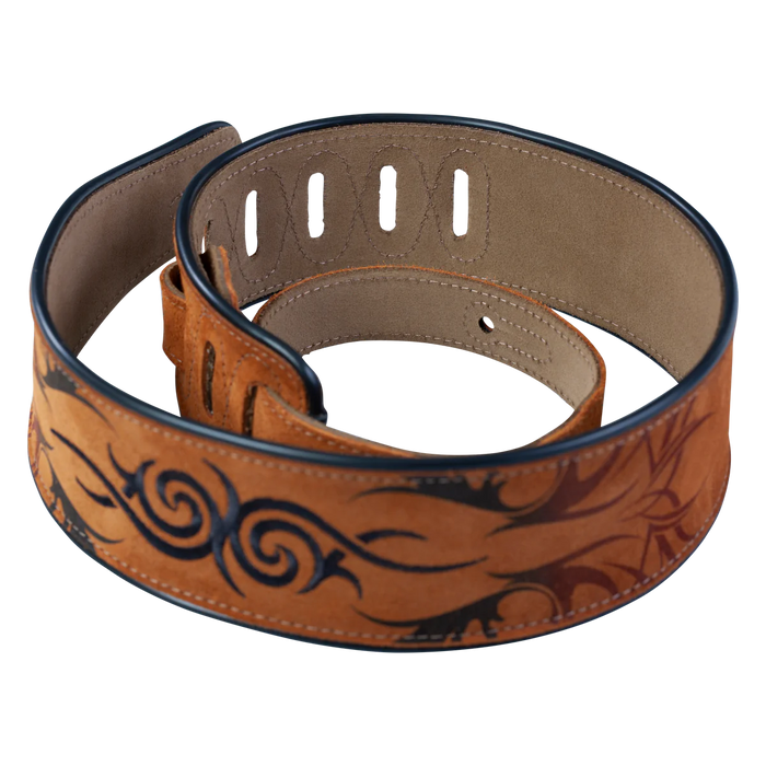 Levy's Embroidered Suede Series 2 1/2" Wide Guitar Strap, Honey Diamond