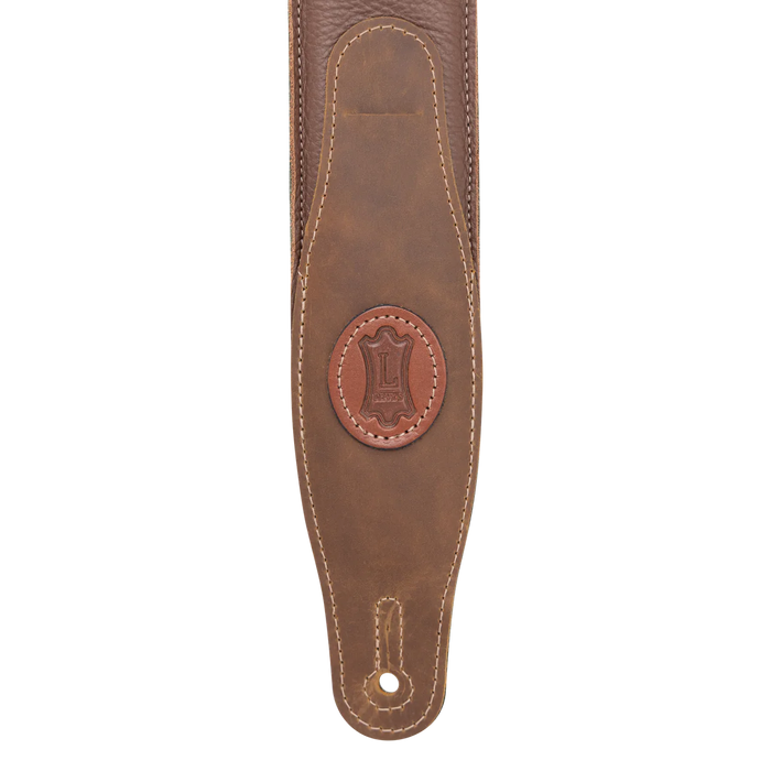 Levy's Cirro Series 25" Padded Garment Leather Guitar Strap, Brown & Green