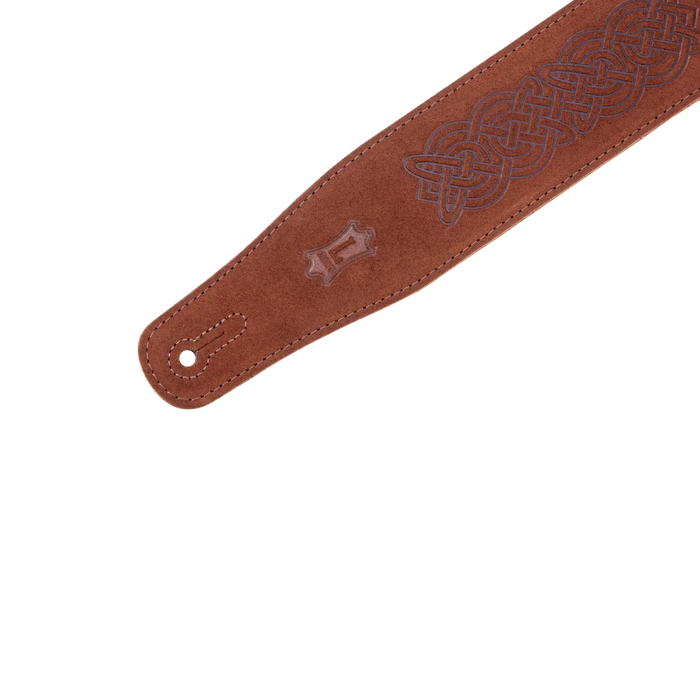 Levy's Celtic Embossed 2 1/2" Wide Leather Guitar Straps, Brown