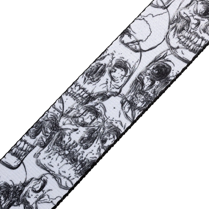 Levy's Skull Series 2" Wide Polyester Guitar Strap, White & Black Skulls