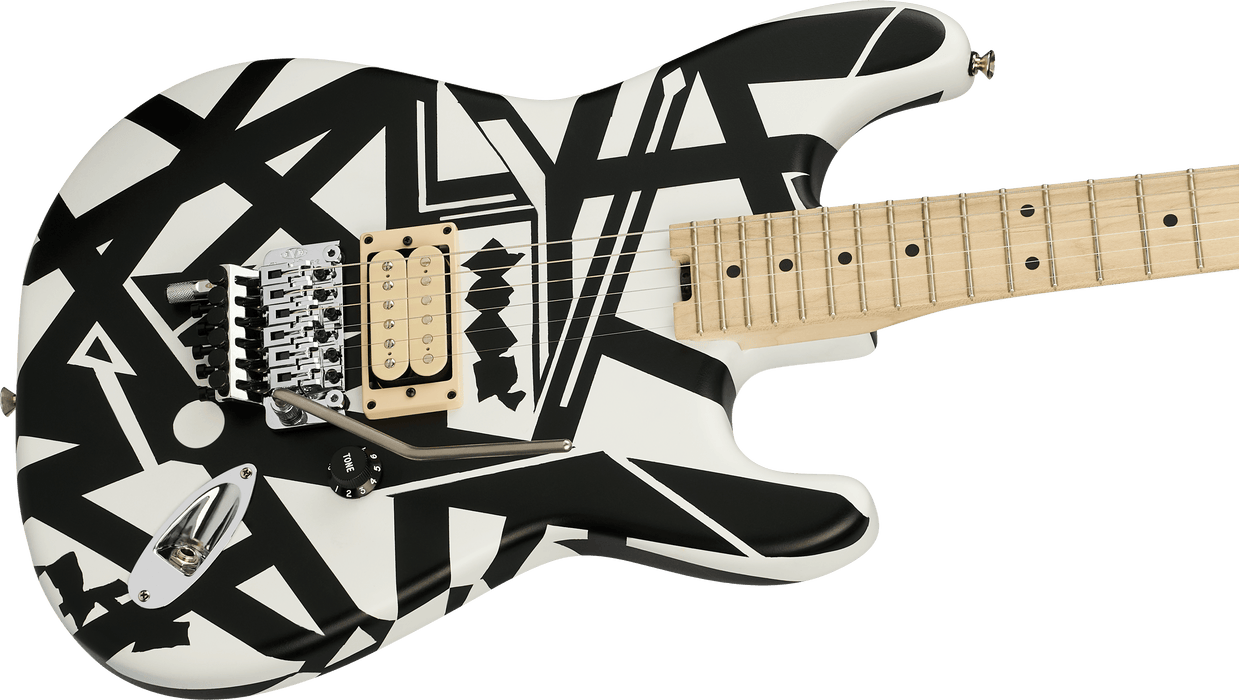 Formes de la série rayée EVH, touche en érable, blanc et noir